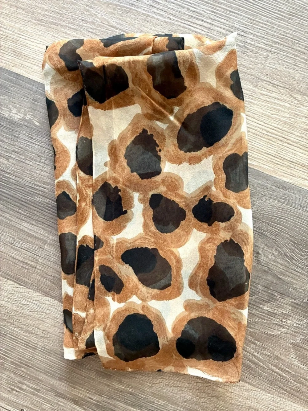 1960s Animal Print Silk Chiffon Scarf Long Rectangle